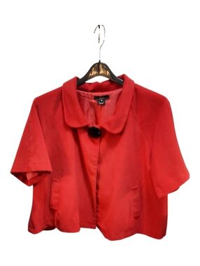 Luii By Anthropologie Red Short-Sleeve Peter Pan Collar Jacket